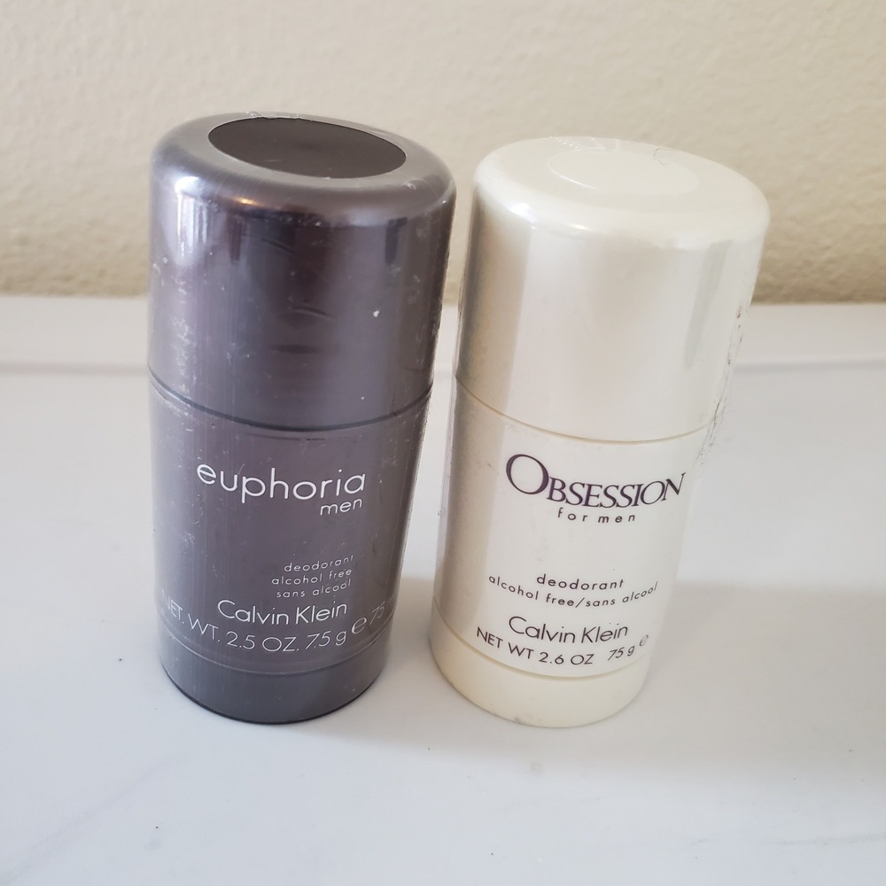Calvin Klein Mens Deodorant Stick Set Euphoria 2.5oz and Obsession 2.6oz NEW